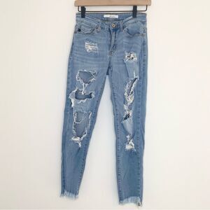 Kancan heavily distressed light wash jeans size 25